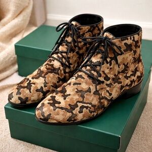 LOGO - Lori Goldstein Camouflage Lace-Up Ankle Size 9 Boots NIB | Calf Hair